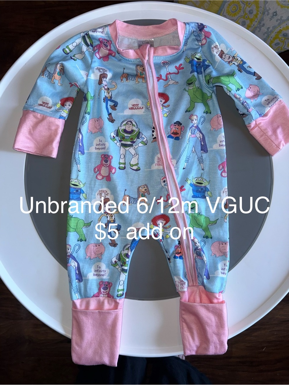 Unbranded Kids Blue & Pink Toy Story One-Piece Zipper ConvertiblePajamas - 6/12M